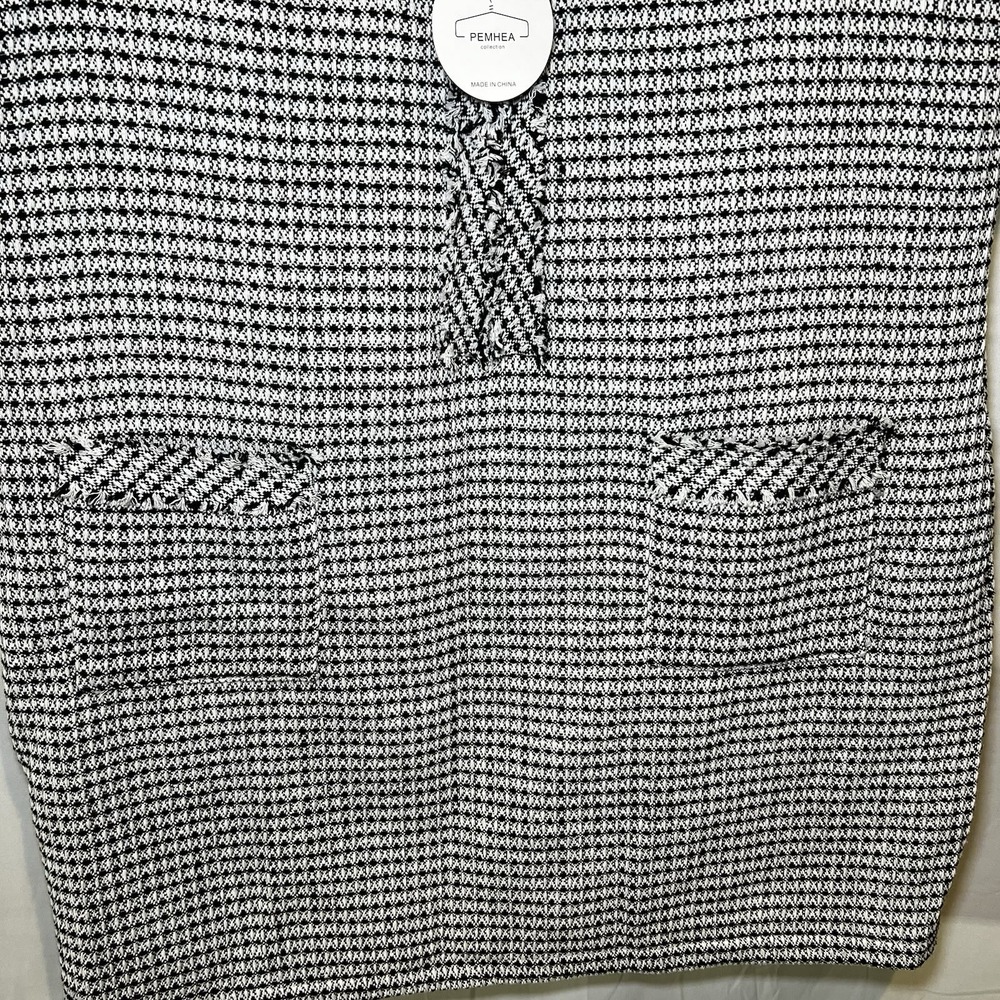 NWT Women's Gray Tweed X-Large Dress‎ V-Neck Short Sleeve Front Zip Sheath Lined - Picture 3 of 7